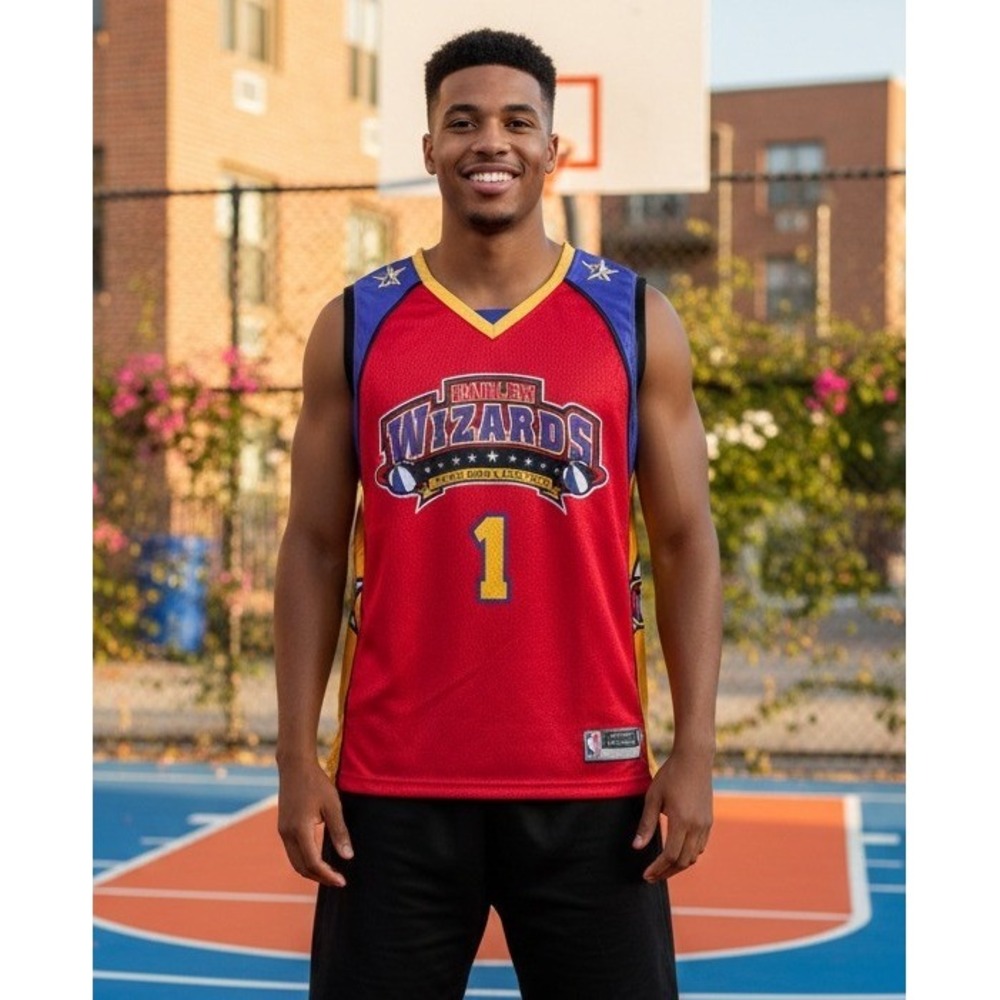 Harlem Wizards Basketball Jersey Men's Size S #1 Basketball Sports Adult Mesh